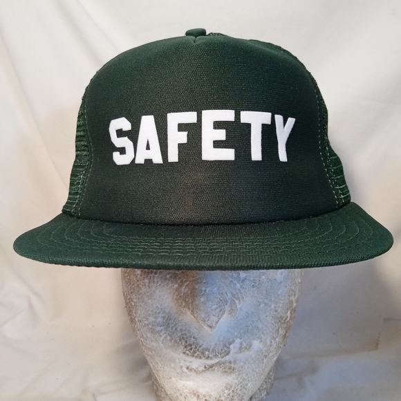 NWOT* Vintage Green Safety Snapback Trucker Hat Cap - Picture 1 of 6
